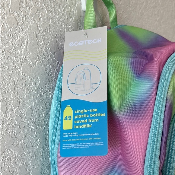 Ecotech Green and Purple Bag with Tie-Dye Design - Picture 3 of 10